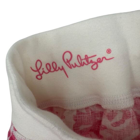 Lilly Pulitzer The Beach Pant XS Get Spotted Pink Lion Leopard Linen Drawstring - Picture 5 of 10